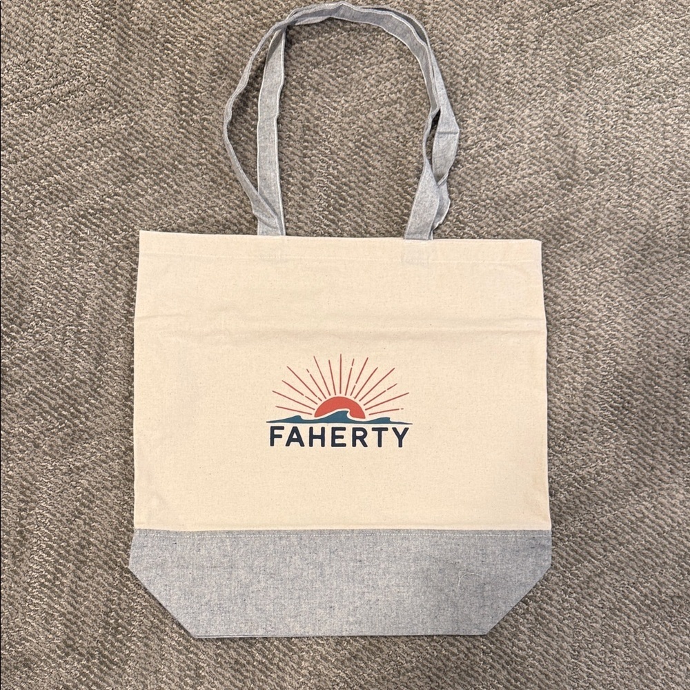 Faherty Beige And Gray Tote